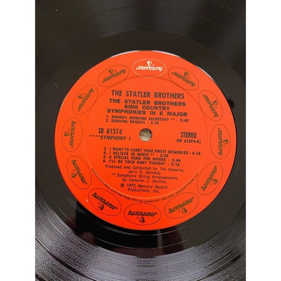 The Statler Brothers Sing Country Symphonies In E Major LP Mercury SR-61374 VG+ - Picture 6 of 8